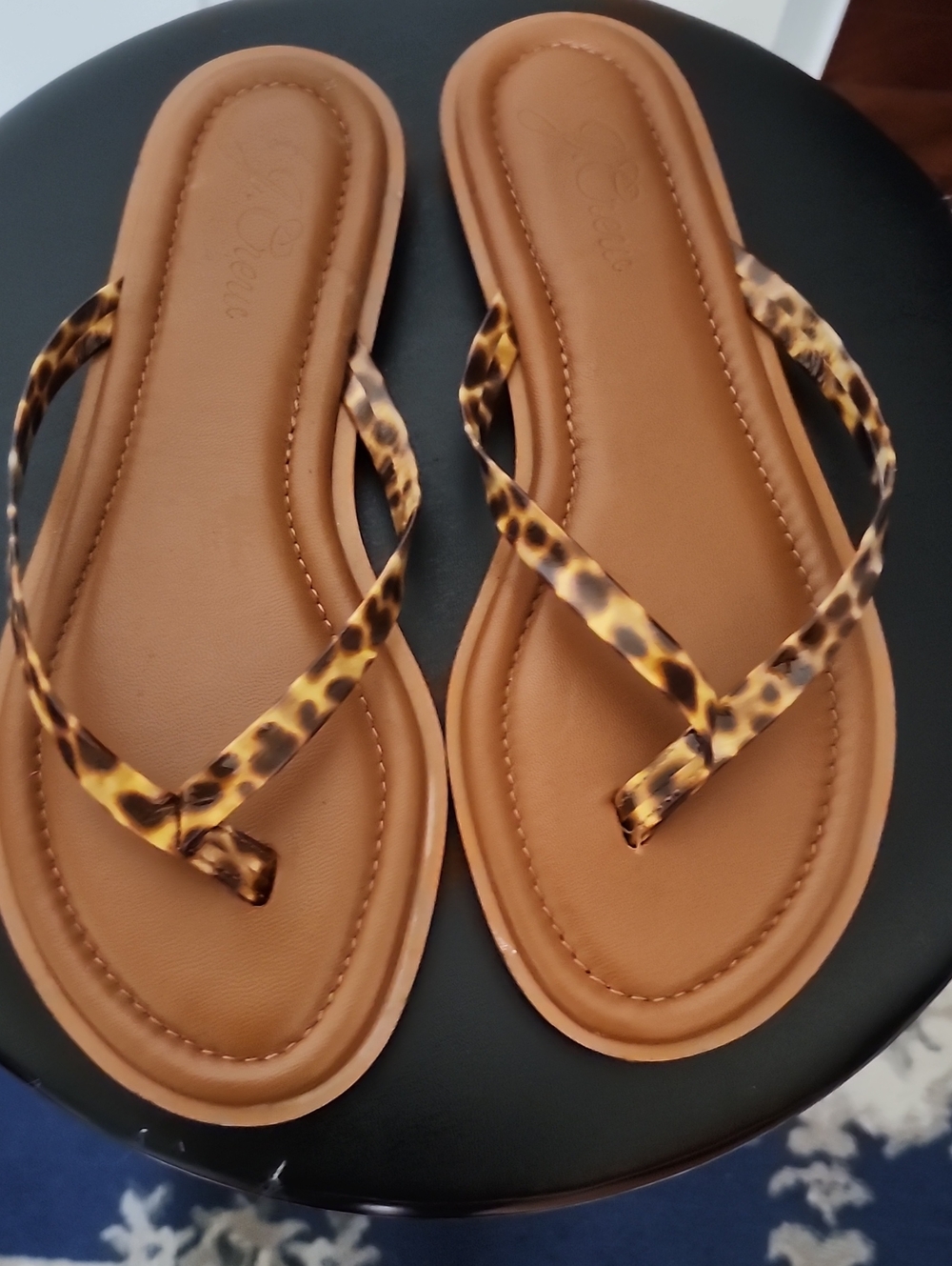 J. Crew Tan Sandals with Leopard-Print Straps